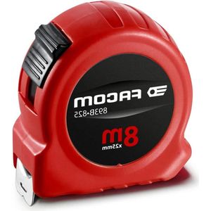 8 meter x 25 mm Rood Meetlint met Nylon Coating - Zeer Sterk - 893B.825Pb