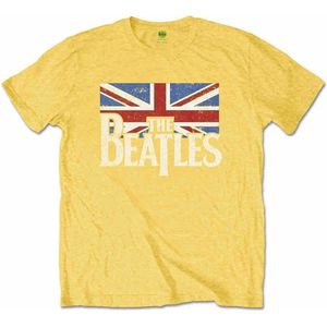 The Beatles - Logo & Vintage Flag Kinder T-shirt - Kids tm 4 jaar - Geel