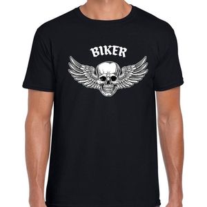 Biker motor t-shirt zwart voor heren - motorrijder /  fashion shirt - outfit S