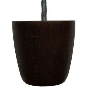 Ronde donkerbruine houten meubelpoot 8 cm (M8)