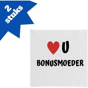 Akyol - love u bonusmoeder brillendoekjes - Mama - de liefste bonusmoeder - moeder cadeautjes - moederdag - verjaardag - geschenk - kado - 17,8 bij 17,8 cm - 2 stuks