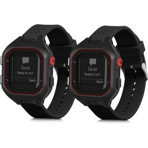 kwmobile 2x horlogebandjes geschikt voor Garmin Forerunner 25 (L - 40 x 47 x 13.9 mm) bandje - Smartwatch bandjes van TPU - Activity tracker horloge band in zwart / zwart