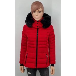 Wulux - Dames Jas - Dames Winterjas - Getailleerd Model - Rood - Maat L