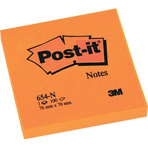 Memoblok 3m post-it 654n 76x76mm oranje | Omdoos a 6 stuk x 100 vel | 6 stuks