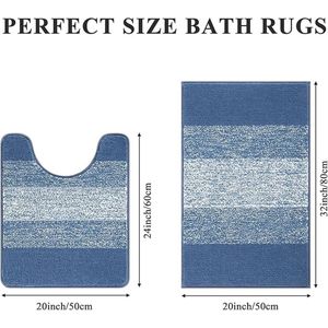 Badmat, antislip, extra zacht, badkamertapijt, machinewasbaar, waterabsorberend 50 x 80 + 50 x 60 cm /2