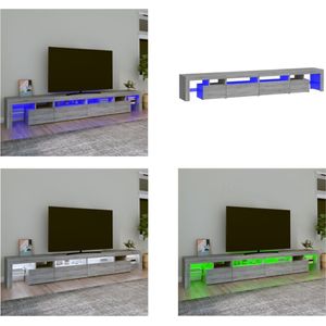 vidaXL Tv-meubel met LED-verlichting 260x36-5x40 cm grijs sonoma eiken - Tv-kast - Tv-kasten - Tv-meubel - Tv-meubel Met LED-verlichting