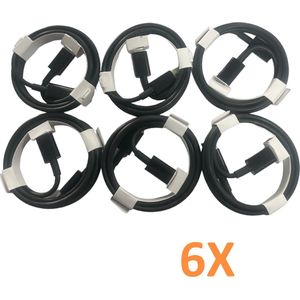 USB-A naar USB-C Kabel 1,5 Meter - Oplaadkabel - 6X Set - Zwart
