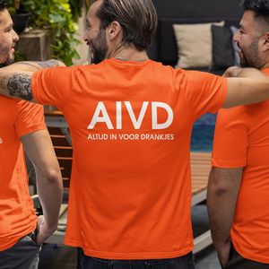 Oranje Koningsdag WK & EK T-shirt - Maat 2XL - AIVD Altijd In Voor Drankjes Back - Heren Feestkleding & Carnavalskleding