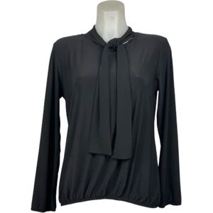 Angelle Milan – Travelkleding voor dames – Zwarte blouse met Koord – Ademend – Kreukvrij – Duurzame Jurk - In 5 maten - Maat XL