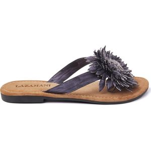 Lazamani Dames Slippers 33.506 Black Flower Maat 38