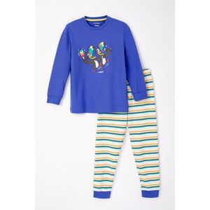 Woody pyjama jongens/heren - blauw - toekan - 231-1-PLC-S/829 - maat 128