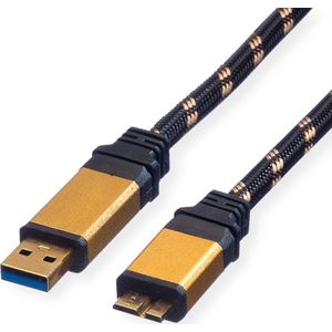 ROLINE GOLD USB 3.2 Gen 1 kabel, USB A - Micro B, M/M, Retail Blister, 0,8 m