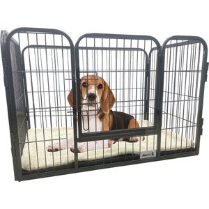 MaxxPet Puppyren - Hondenbench - Puppykennel - Hondenren - 93X61X63 cm - Antraciet/Zwart - Incl. Plaid