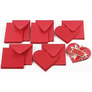 Hartjes kaarten - 30x - rood - enveloppen - valentijn - bruiloft - uitnodigingen - Bruiloft/communie thema uitnodigingen basis materiaal
