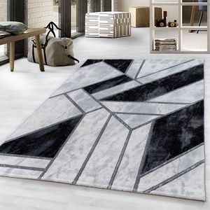 Zilver Tapijt Laagpolig Vloerkleed - 160x230cm- Modern - Woonkamer - Salon - Slaapkamer - Eetkamer