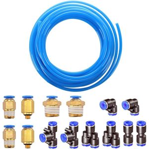10 meter Flexibele Pneumatische PU-slang met Verbindingstukken - 4 mm x 2,5 mm - Blauw