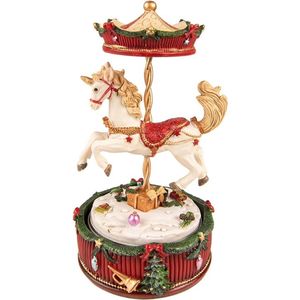 Muziekdoos Draaimolen 20 cm Rood Kunststof Kerstdecoratie Beeld Decoratief Figuur Decoratieve Accessoires
