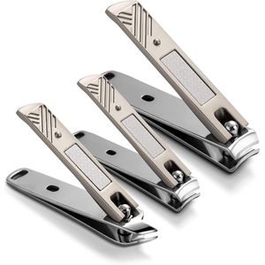 Nagelknipper Set 3-delig - Roestvrijstalen teennagelknipper en vingernagelknipper (recht mes/gebogen mes/schuin mes) - Voldoet aan alle behoeften van pedicure en manicure voor mannen en vrouwen