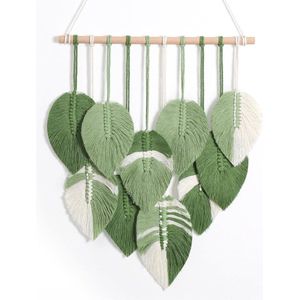 Muur hangende Macramé bladeren boho wandtapijt handgemaakt geweven tapijt - uniek design - muurkunst decoratie - 42 x 52 cm - woonkamer slaapkamer kinderkamer appartement