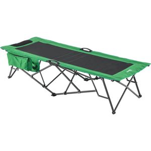 Outsunny Campingbed breedte inklapbaar eenpersoons zijvak oxford groen + zwart A20-194