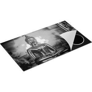 Chefcare Inductie Beschermer Gouden Boeddha Beeld - Zwart Wit - 89,6x51,6 cm - Afdekplaat Inductie - Kookplaat Beschermer - Inductie Mat