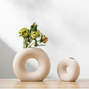 Luxaliving Keramische Vaas - Rond - Vaasje - Vazen - Bloemenvaas set van 2 - Decoratieve accessoires - Voor binnen - Woonaccessoires - Scandinavisch - Landelijk - Keramiek