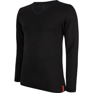 Undiemeister - T-shirt - T-Shirt heren - Slim fit - Longsleeve - Gemaakt van Mellowood - V-Hals - Volcano Ash (zwart) - Anti-transpirant - L