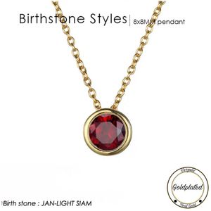 Soraro Birthstone Ketting | Januari | 14K Goldplated | Goudkleurig | Ketting voor Haar | Cadeau Voor Haar | Cadeau Voor Vriendin | Verjaardag Cadeau | Moederdag Cadeau | Cadeau Ideeën