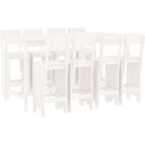vidaXL - 9-delige - Barset - massief - grenenhout - wit