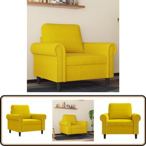 vidaXL Fauteuil - Fluweel Geel - Comfort & Stijl Fauteuil - Fluweel Stoffen Fauteuil - Gele Fauteuil - Moderne Fauteuil - Comfortabele Fauteuil