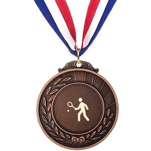 Akyol - tennis medaille bronskleuring - Tennis - beste tennisser - gegraveerde sleutelhanger - cadeau - gepersonaliseerd - accessoires - squash - paddle - sport - sleutelhanger met naam