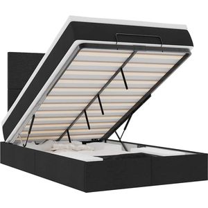 vidaXL - Ottoman - bed - met - matras - en - LED's - 120x190 - cm - stof - zwart