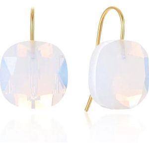 Cilla Jewels Luxe Oorbellen Dames - 925 Zilver, Gouden Afwerking, Melkwitte Zirkonia