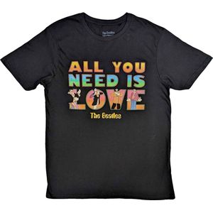 The Beatles - Yellow Submarine All You Need Is Love Stacked Heren T-shirt - L - Zwart