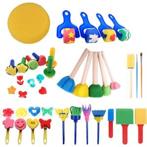 30-delige set herbruikbare schilderborstels en sponskits voor peuters en kinderen - vroeg leren kunst en ambachten - ABS EVA niet-giftig