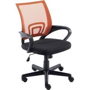 In And OutdoorMatch Luxe bureaustoel Alexane - Zwart/Oranje - Op wielen - 100% polyester - Ergonomische bureaustoel - In hoogte verstelbaar - Voor volwassenen