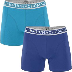 Muchachomalo Solid Jongens Boxershorts - 2 pack - Blauw/Lichtblauw - 176