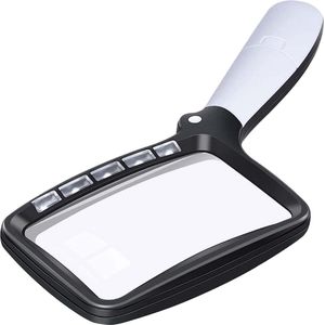 Vergrootglas met verlichting - Loep met 5 LED lichten - Vergrootspiegel - Inklapbare leesloep - Voor volwassenen, ouderen, senioren, slechtzienden - Voor het lezen - Dimbaar - Zwart