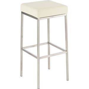 Barkruk Divine - Zonder rugleuning - Set van 1 - Ergonomisch - Barstoelen voor keuken of kantine - Vierkant - Creme - Zithoogte 80cm