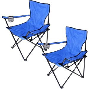 Inklapbare campingstoelen met bekerhouder (set van 2)