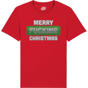 Merry F*cking Christmas - Foute Kersttrui Kerstcadeau - Dames / Heren / Unisex Kleding - Grappige Kerst Outfit - T-Shirt - Unisex - Rood - Maat M