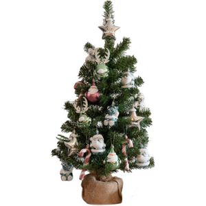 Imperial Kant en klare kerstboom inclusief versiering - 75cm hoog - 20 ornamenten - Groen Zilver