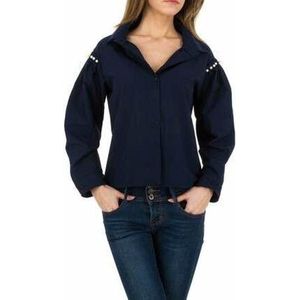Blouse marineblauw met parels M