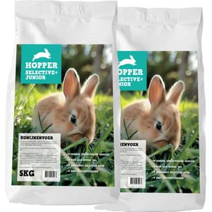 Hopper Selective Junior Konijnenvoer 2x 5kg - Voorkomt selectief eten - Hoog vezelgehalte - Zonder toegevoegde suikers - Geschikt voor jonge konijnen 10kg