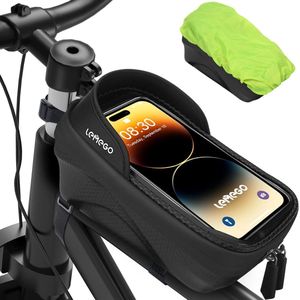 Waterproof Frame Bag Bicycle Mobile Phone Holder Bicycle Bag Frame Mobile Phone Case for Smartphones up to 7.2 Inches with TPU Sensitive Touchscreen and Rain Cover Handlebar Bag Top Tube Bag Bicycle