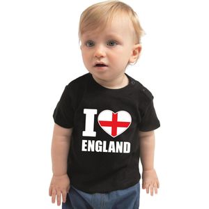 I love England baby shirt zwart jongens en meisjes - Kraamcadeau - Babykleding - Engeland landen t-shirt 80