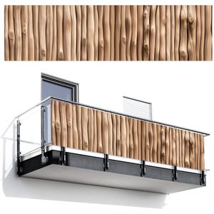 Balkonscherm 300x80 cm - Balkonposter Hout - Stam - Lichtbruin - Balkon scherm decoratie - Balkonschermen - Balkondoek zonnescherm