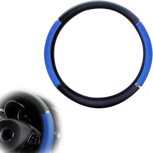 Ademende autostuurhoes anti-slip siliconen | Universeel | Zachte siliconen | Standaard 37-38 cm | Decoratief | Zwart en blauw