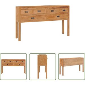The Living Store Dressoir 125x30x75 cm massief teakhout - Dressoir - Teakwood Kast - Vintage Dresser - Landelijke Commode - Salon Tafel