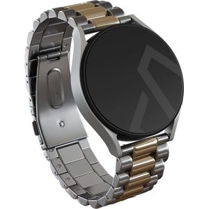 BURGA Universele Metalen Horlogeband - All Eyes On Me voor Samsung Galaxy/Garmini/Xiaomi/Huawei - Zilver / Goud - 22mm